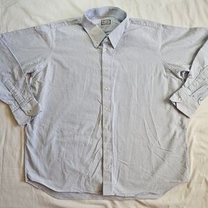 Corporate Image Mens White & Blue Pinstripe Long Sleeve Button Up Shirt Size XXL